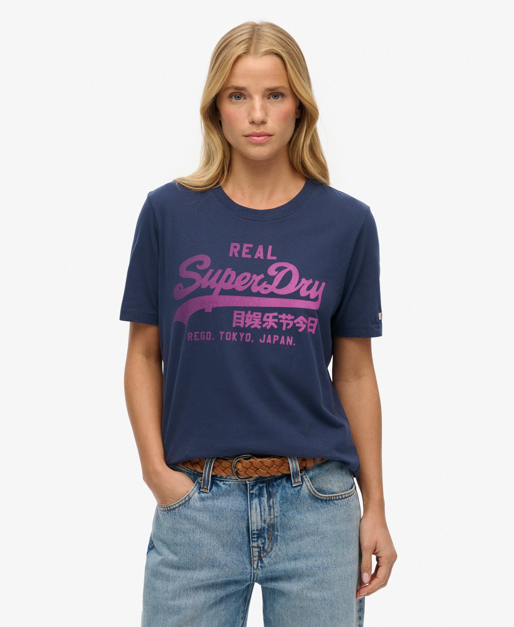 Vintage Logo Fade Tee | Richest Navy