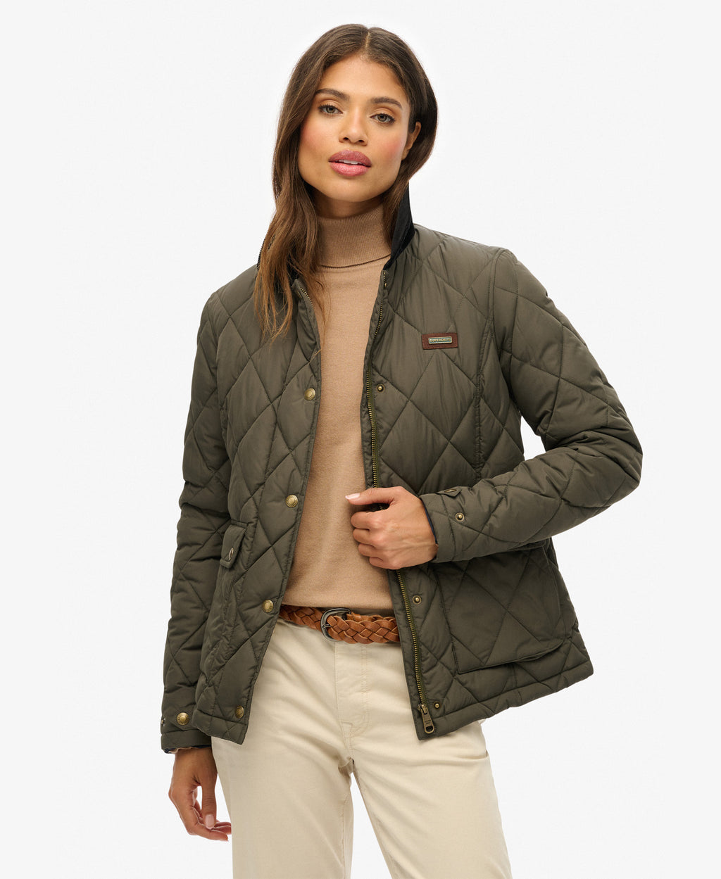 Cord Trimmed Quilted Liner Jacket | Army Khaki – Superdry