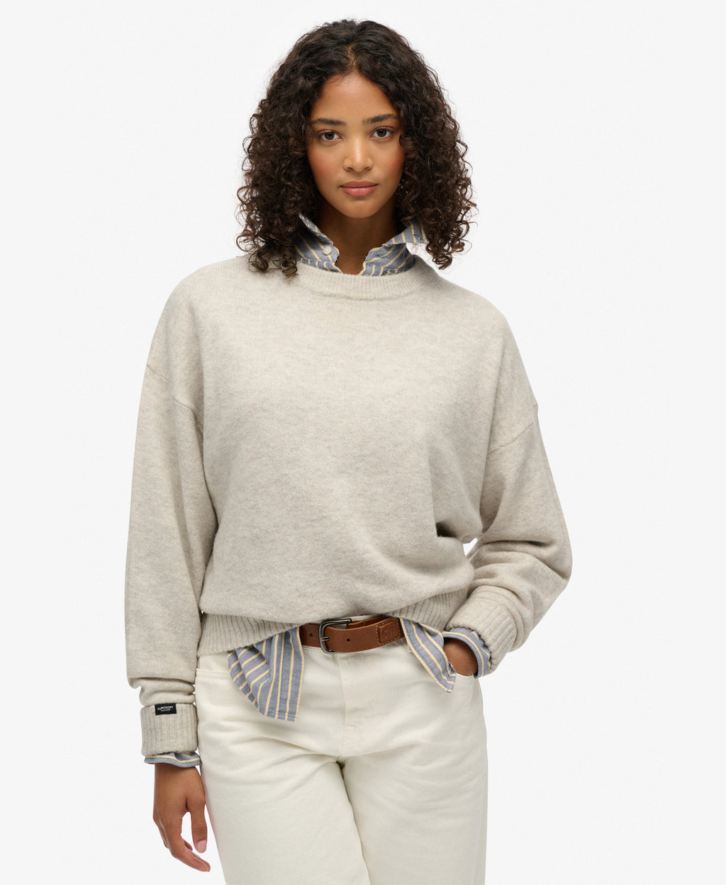 Struddy Jumpers Slouchy Crew Neck Jumper | Oatmeal Twist – Superdry