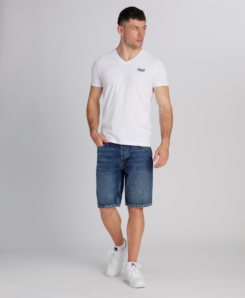 Essential Logo Embroidered Vee Slim Fit Tee | Optic