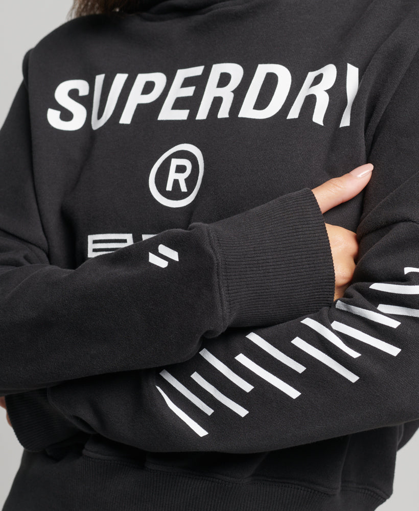 Code Core Sport Crop Box Hoodie | Black