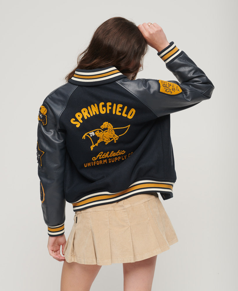 College Patched Varsity Jacket | Eclipse Navy