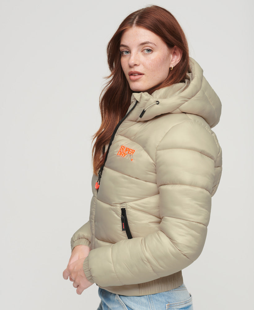 Sports Puffer Bomber Jacket | Pelican Beige – Superdry