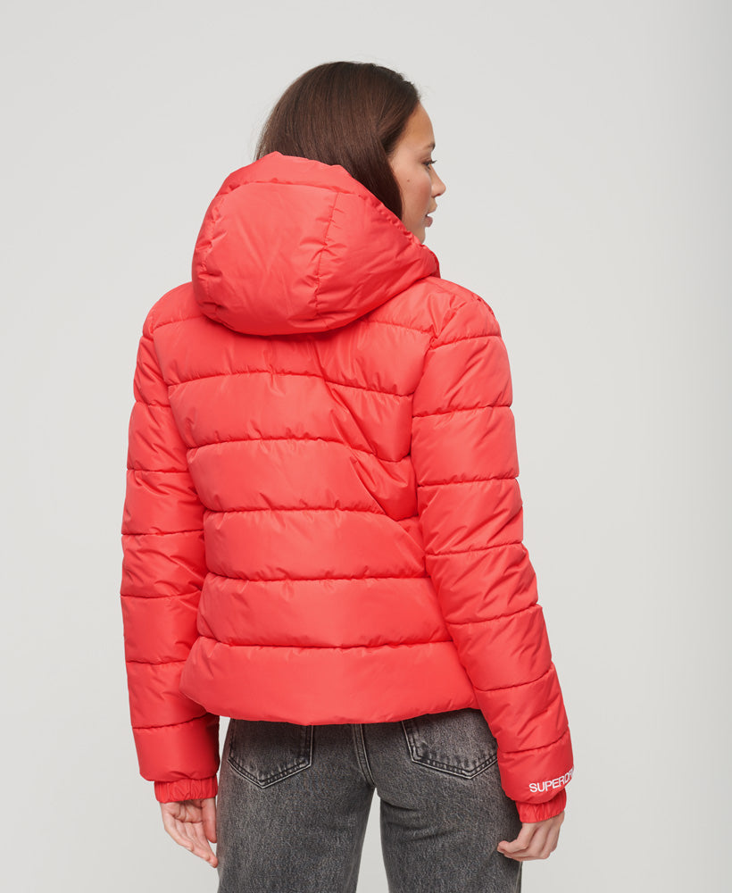 Hooded Spirit Sports Puffer Jacket | Active Pink