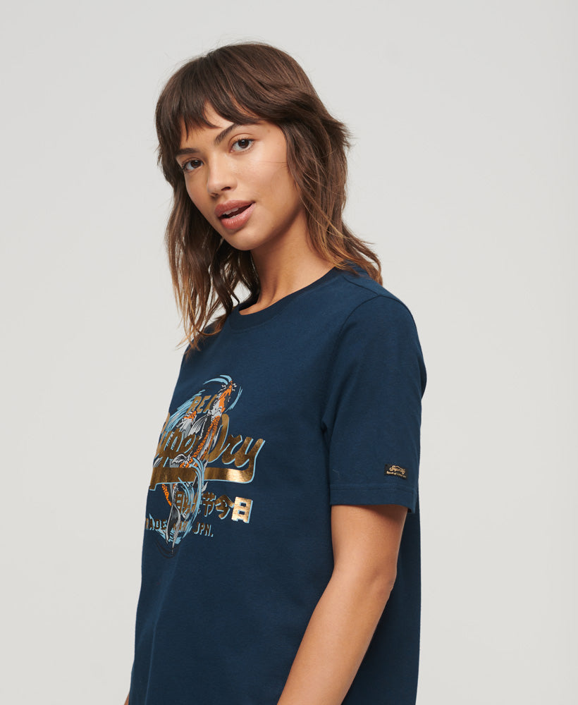 Japanese Vintage Logo Graphic T-Shirt | Nu Navy