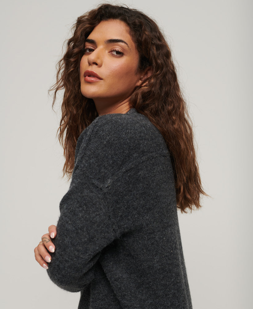 V Neck Knit Jumper Dress | Iron Gate Grey Marle