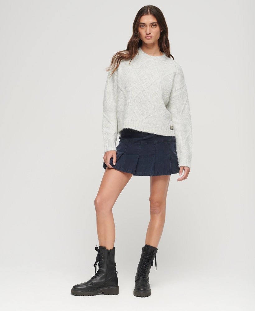 Chunky Cable Knit Jumper | Ice Marle Grey