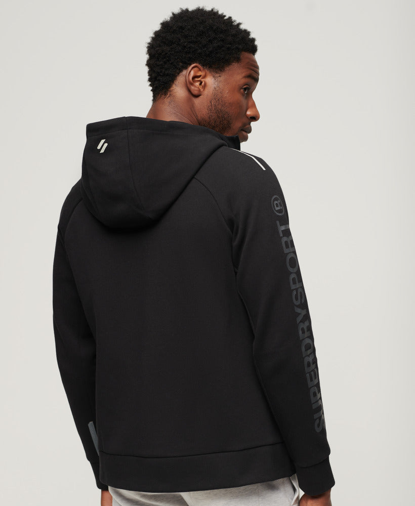 Sport Tech Logo Loose Zip Hood | Black