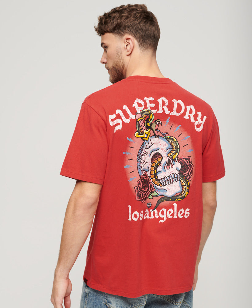 Tattoo Graphic Loose T Shirt | Soda Pop Red