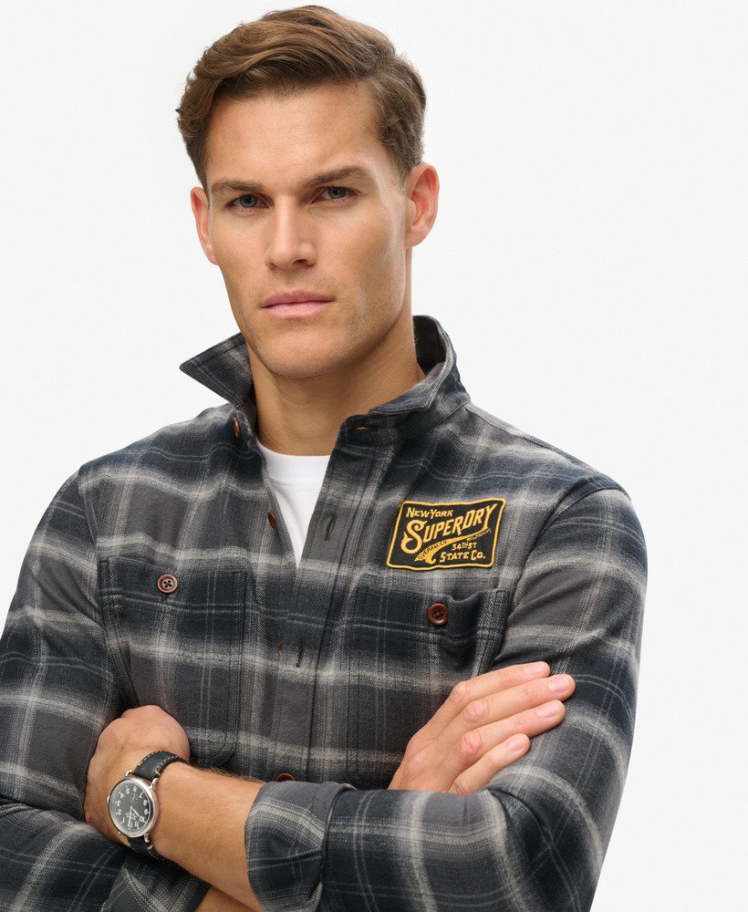 Embroidered Check Overshirt | Roderick Check Black – Superdry