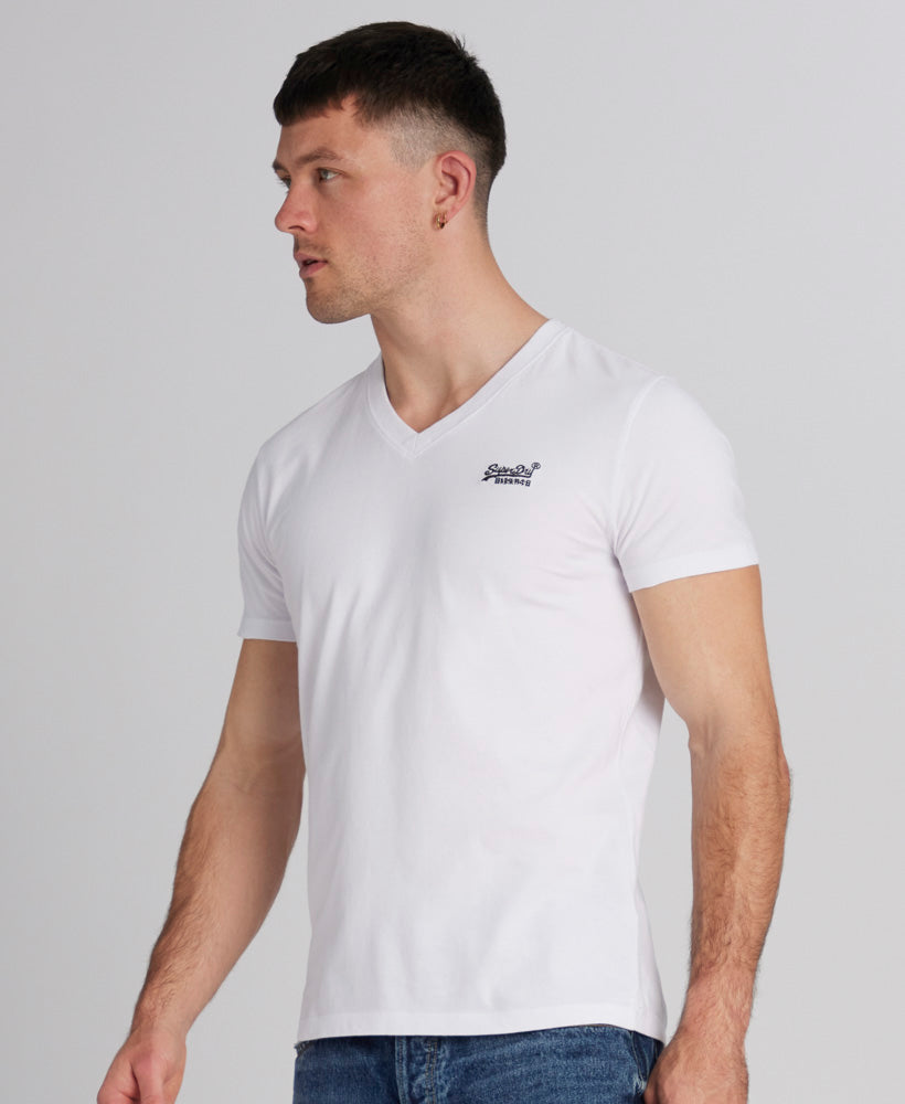 Essential Logo Embroidered Vee Slim Fit Tee | Optic
