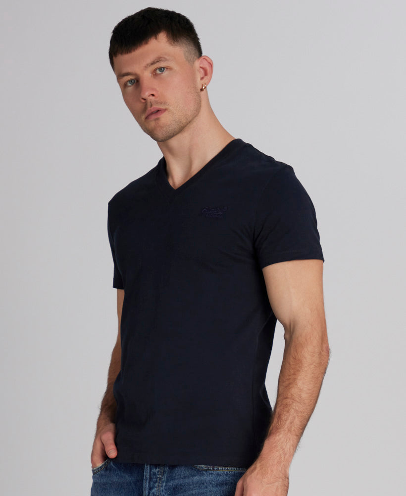 Essential Logo V Neck T Shirt | Eclipse Navy