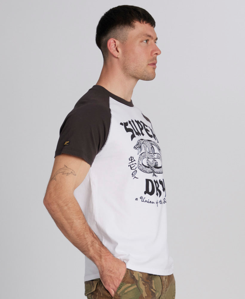 Blackout Rock Graphic Raglan T-Shirt | Optic White/Carbon Grey