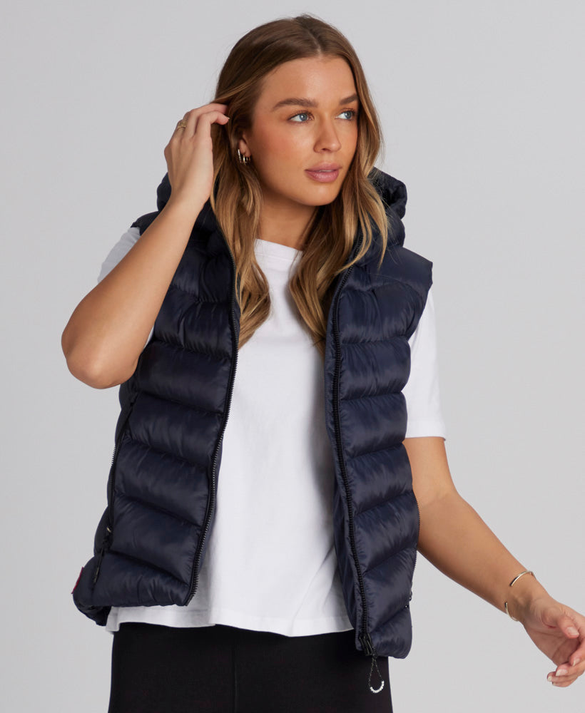 Hooded Fuji Padded Vest | Eclipse Navy – Superdry