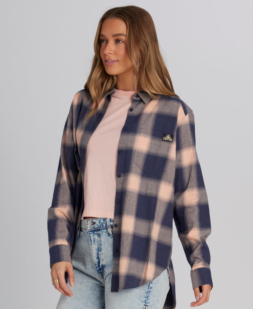 Vintage Relaxed Check Shirt | Navy Pink Check