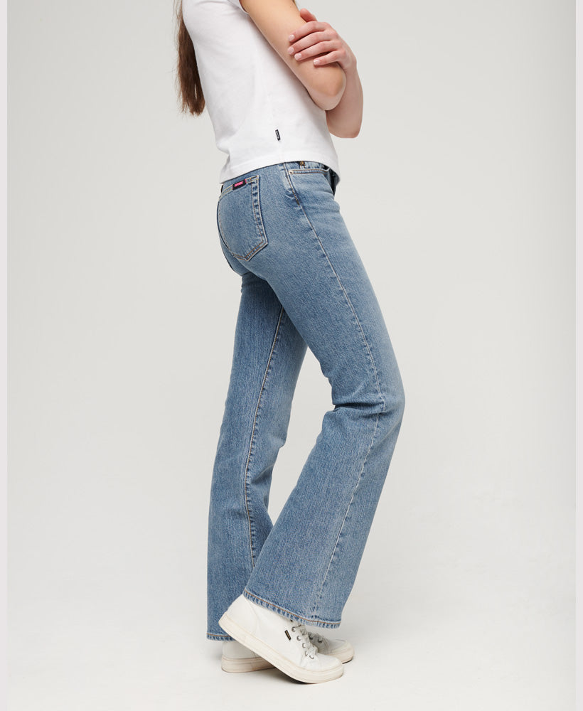 Organic Cotton Mid Rise Slim Flare Jeans | Dark Indigo Aged
