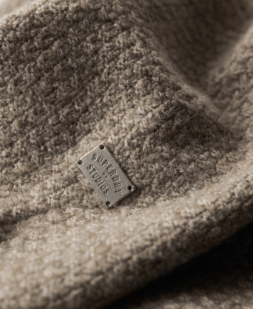Chunky Button High Neck Jumper | Desert Taupe Beige Marle