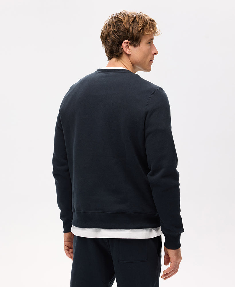 Essential Lux Corded Crew Sweatshirt in Navy