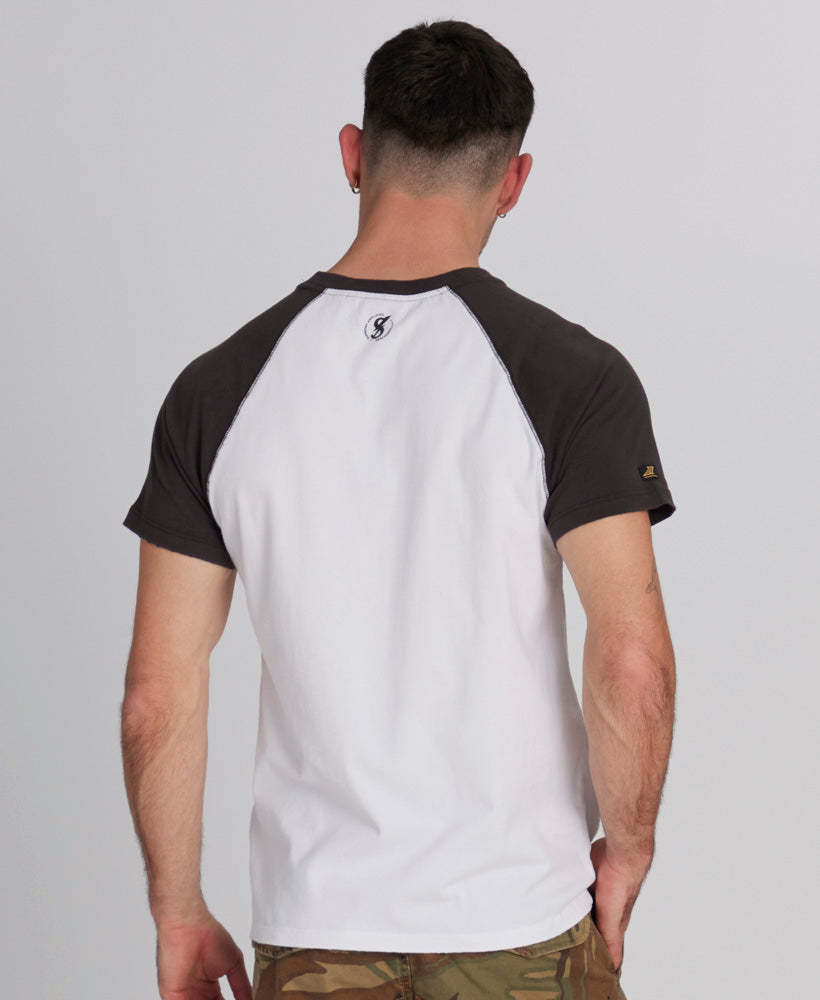 Blackout Rock Graphic Raglan T-Shirt | Optic White/Carbon Grey