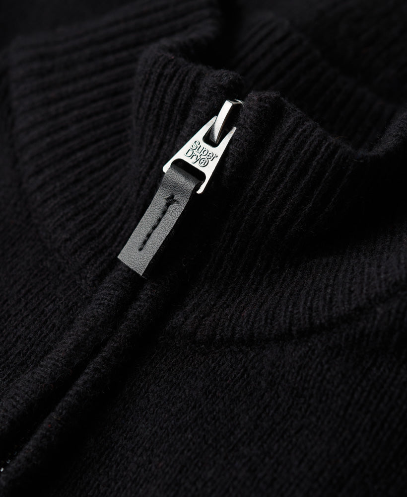 Essential Embroidered Knit Henley Jumper | Black