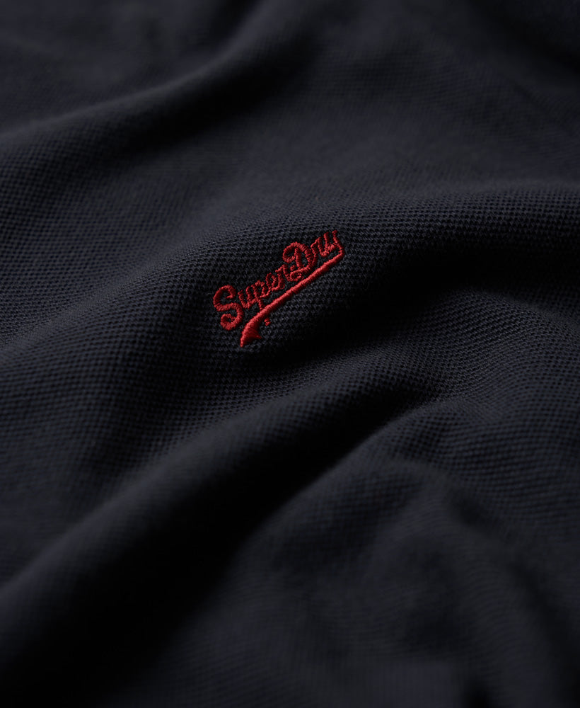 Vintage Tipped Long Sleeve Polo Shirt | Dark Navy/Red