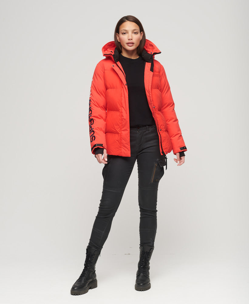 Hooded City Padded Wind Parka Jacket | Sunset Red