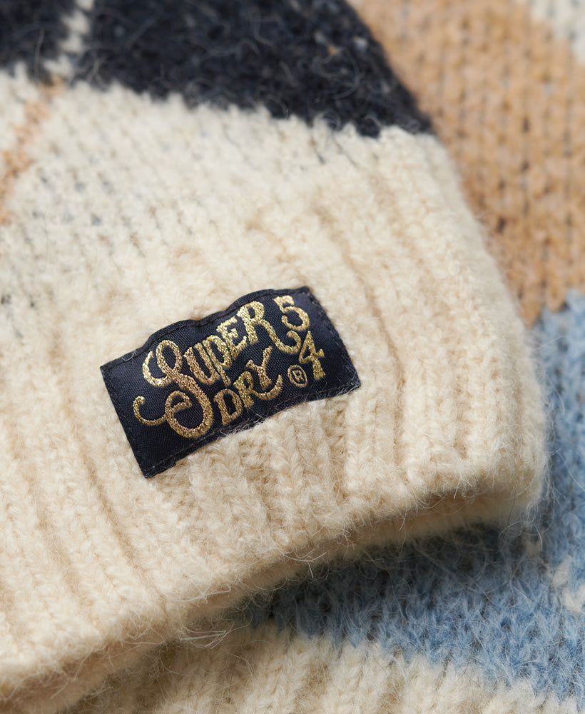 Boxy Pattern Knit Jumper | Cream Argyle