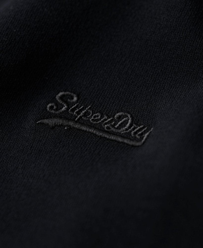 Organic Cotton Vintage Logo Embroidered Henley Top | Black