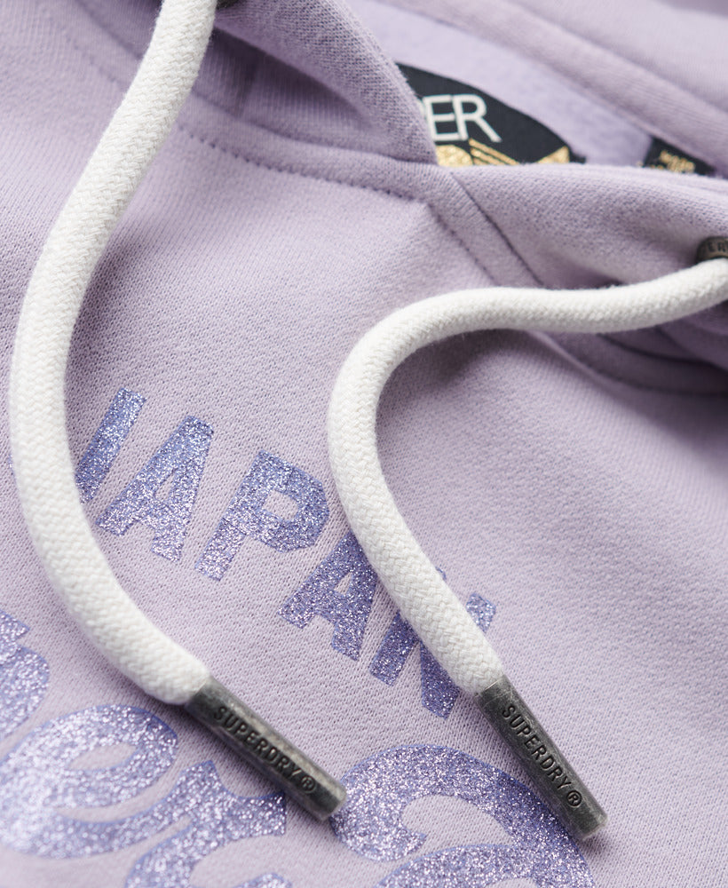 Metallic Vintage Logo Graphic Hoodie | Wisteria Purple