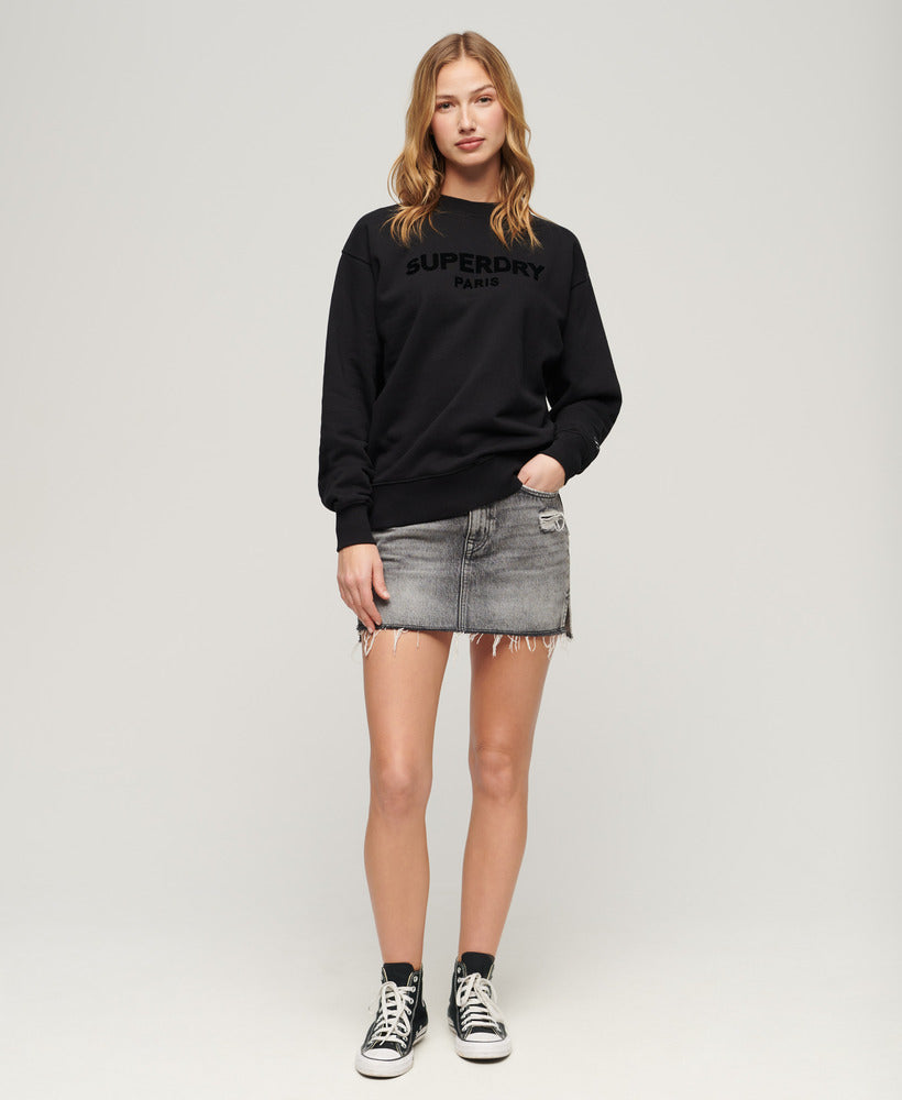 Sport Luxe Loose Crew Sweat | Black