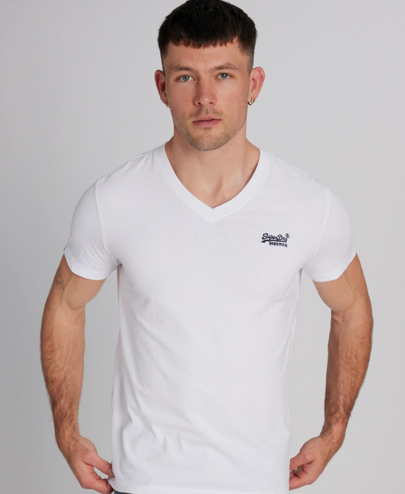 Essential Logo Embroidered Vee Slim Fit Tee | Optic
