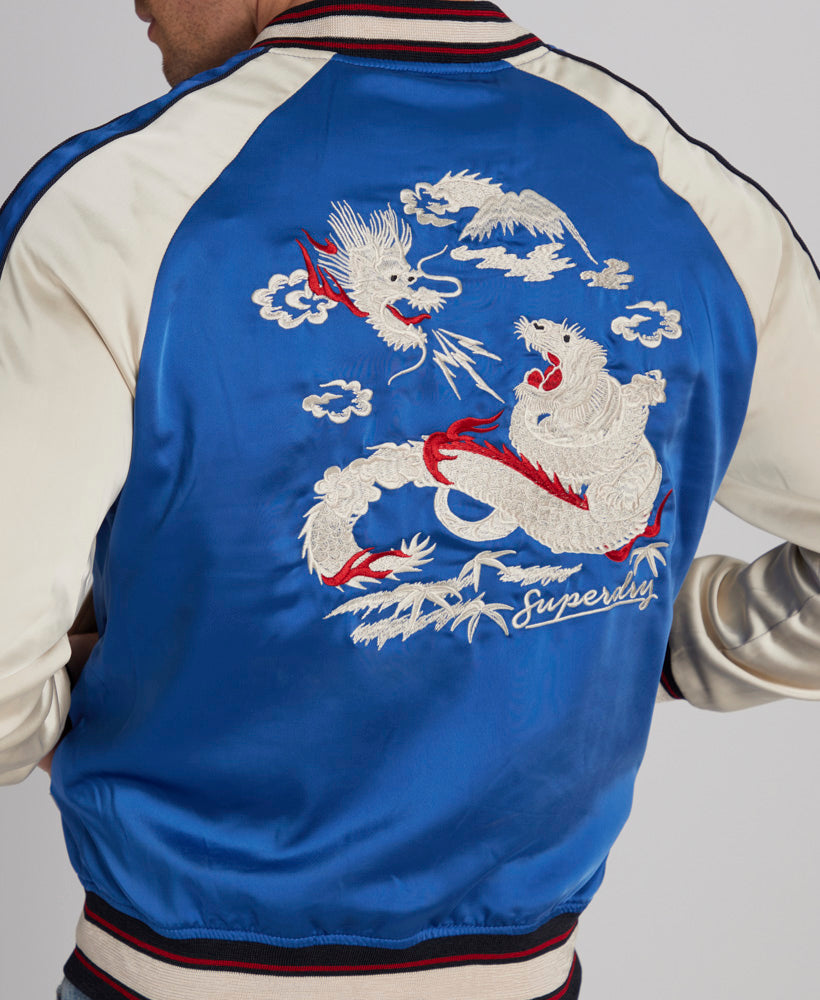 Suikajan Embroidered Bomber Jacket | Mazarine Blue
