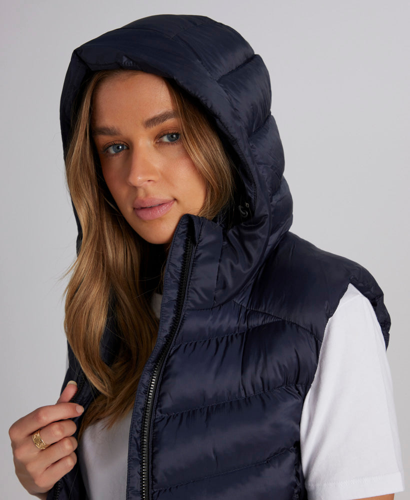 Hooded Fuji Padded Vest | Eclipse Navy – Superdry