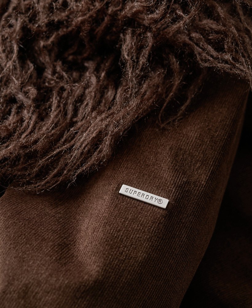 Faux Fur Lined Longline Afghan Coat | Coffee Bean Brown