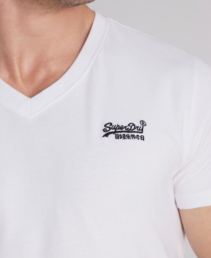 Essential Logo Embroidered Vee Slim Fit Tee | Optic