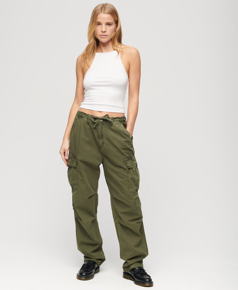 Low Rise Para Cargo | Olive Night Green