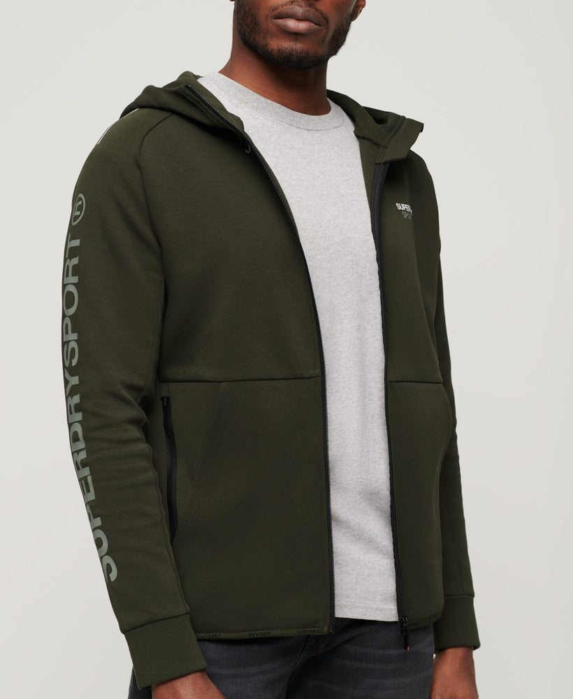 Sport Tech Logo Loose Zip Hood | Army Khaki