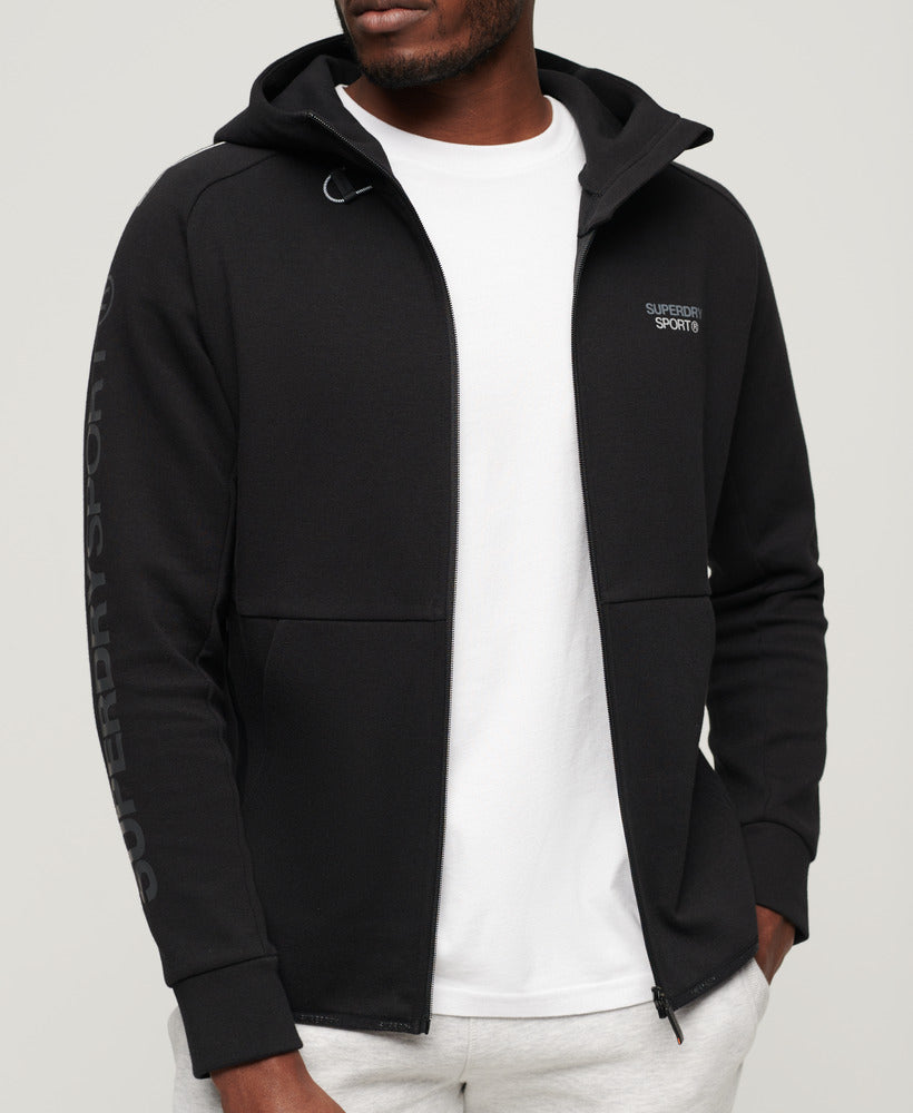 Sport Tech Logo Loose Zip Hood | Black