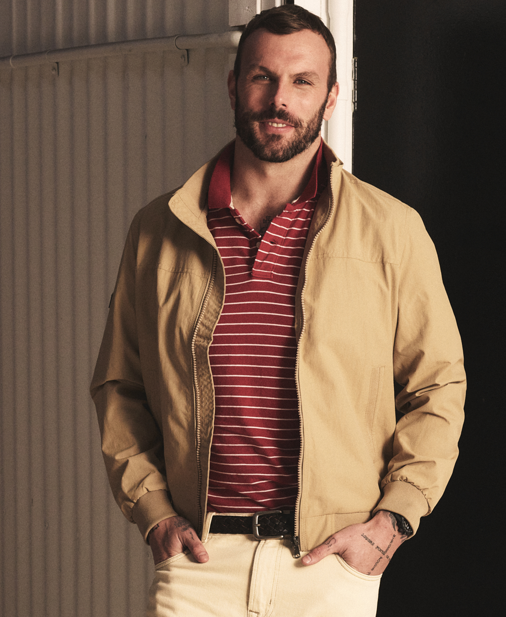 Nylon Harrington Jacket | Canyon Beige
