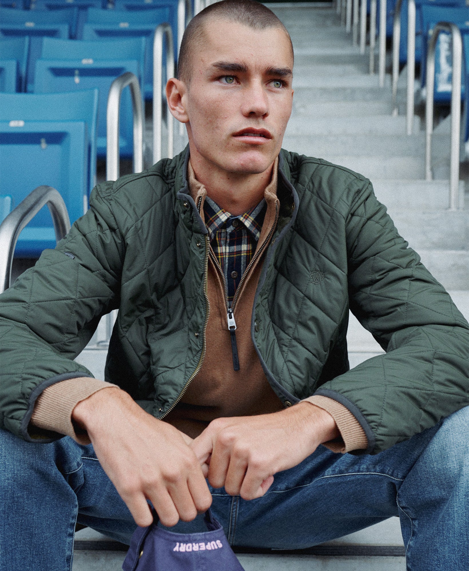 Quilted Estate Slim Fit Jacket | Surplus Goods Olive Green