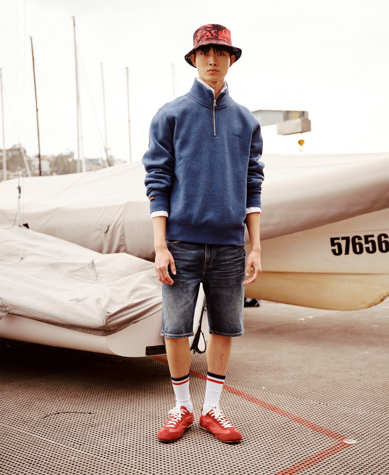 Slim Fit Essential Half Zip | Bright Blue Marle