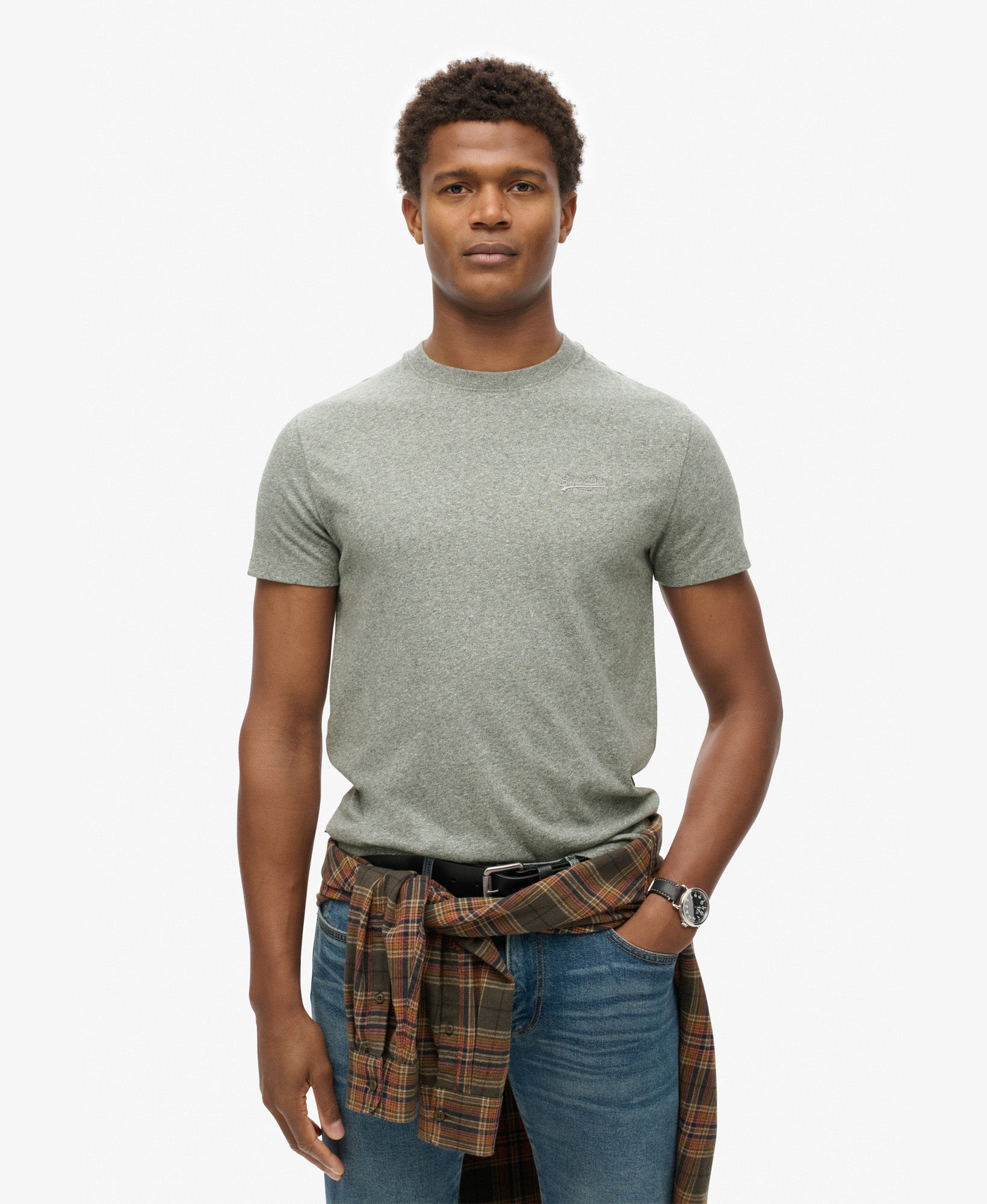 Essential Logo Embroidered Tee | Noos Grey Marle