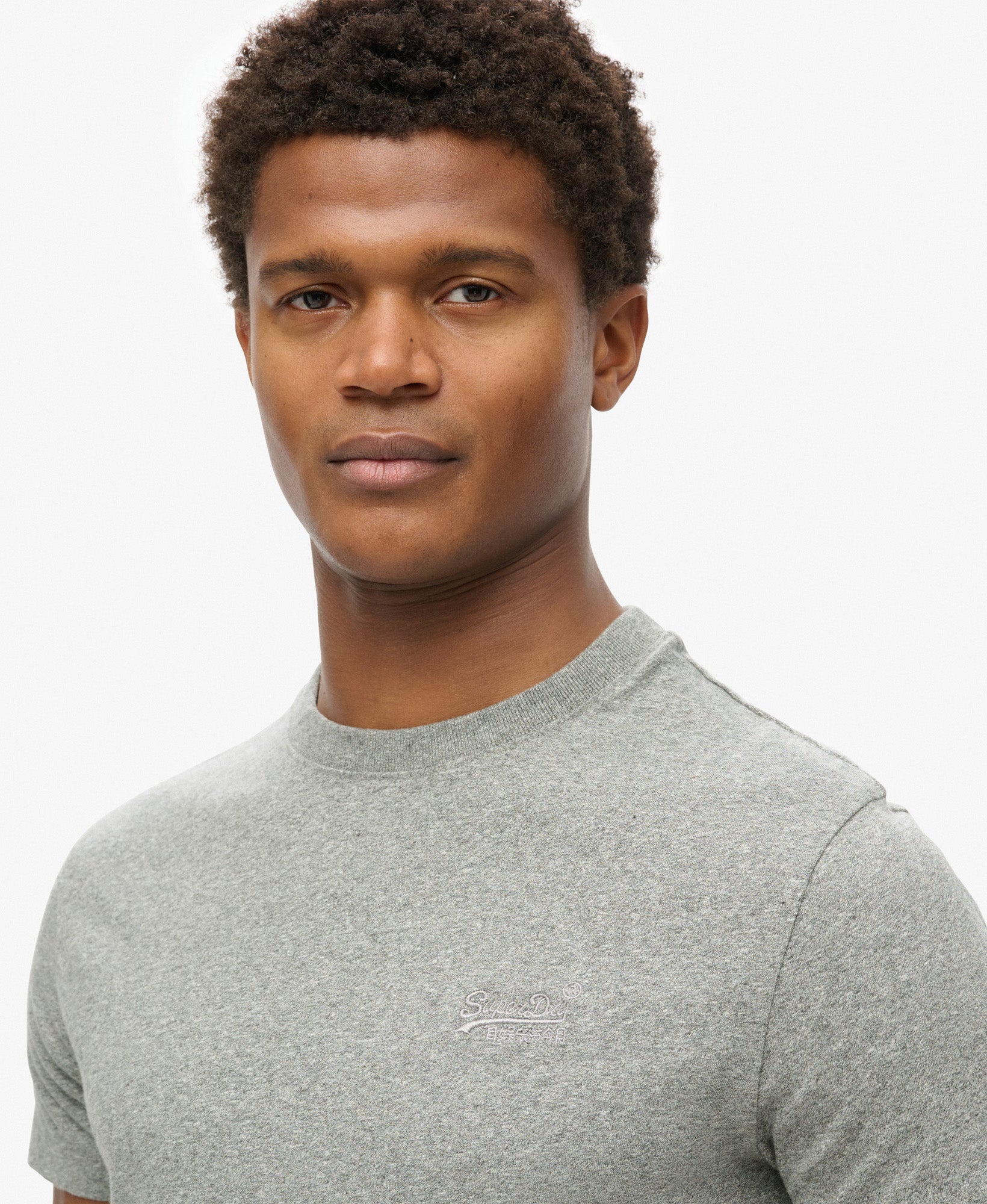 Essential Logo Embroidered Tee | Noos Grey Marle