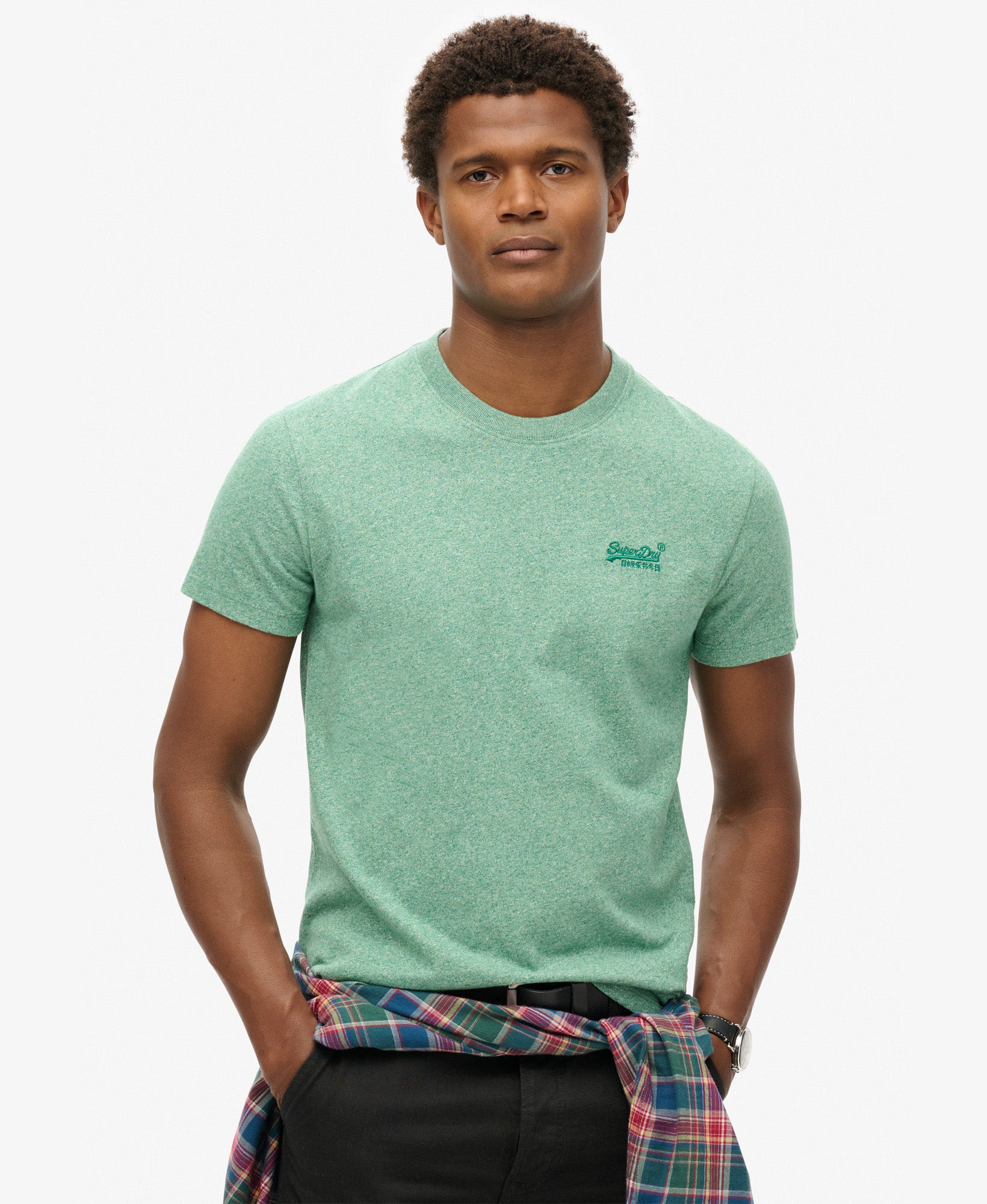 Essential Logo Embroidered Tee | Bright Green Grit