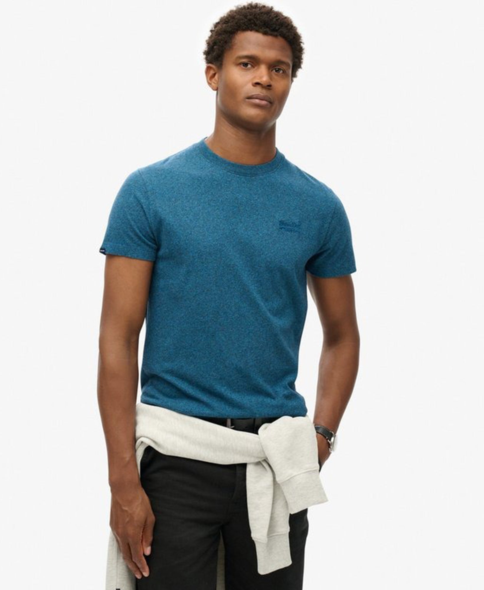 Essential Logo Embriodered Tee | Charred Teal Grit