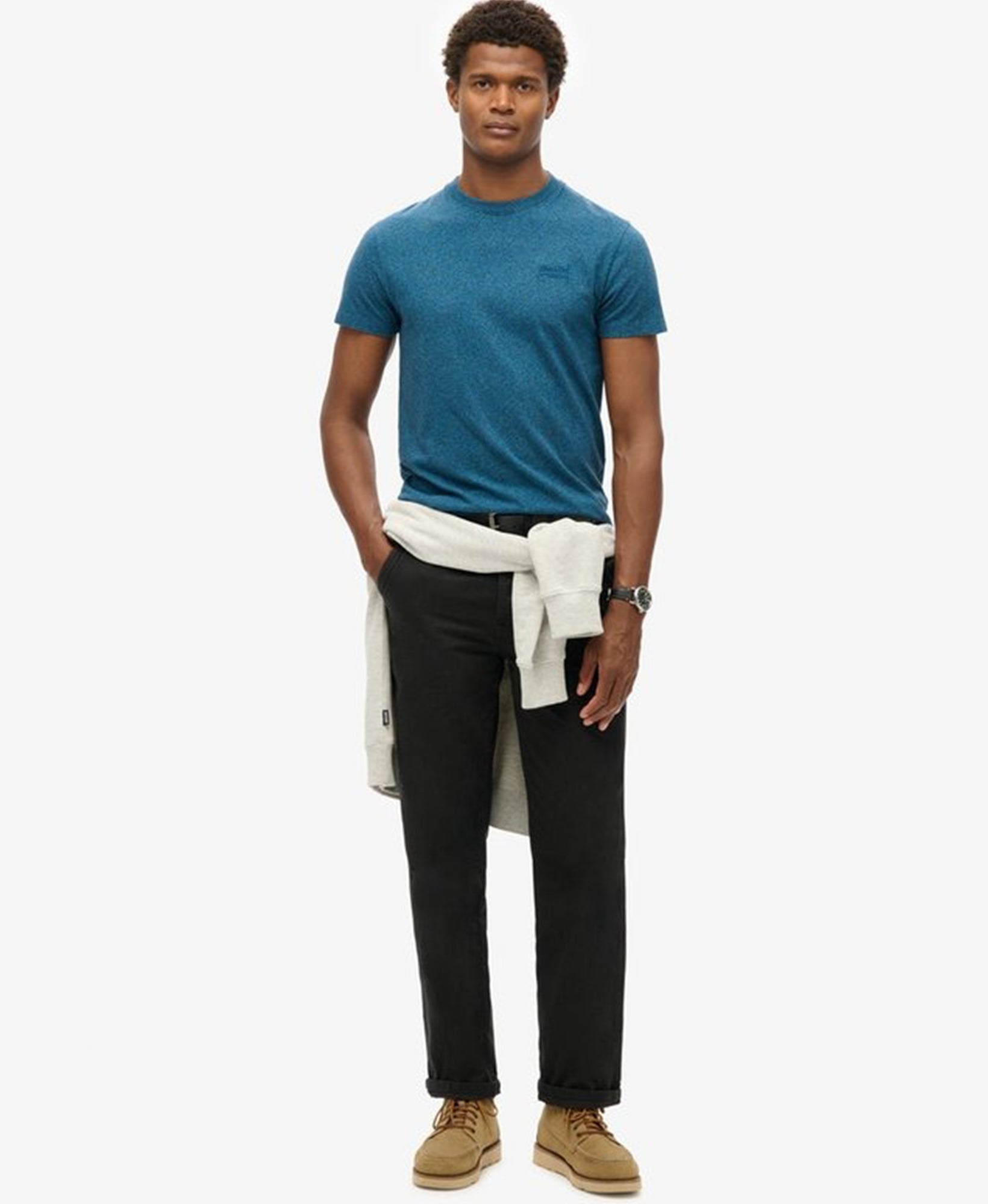 Essential Logo Embriodered Tee | Charred Teal Grit