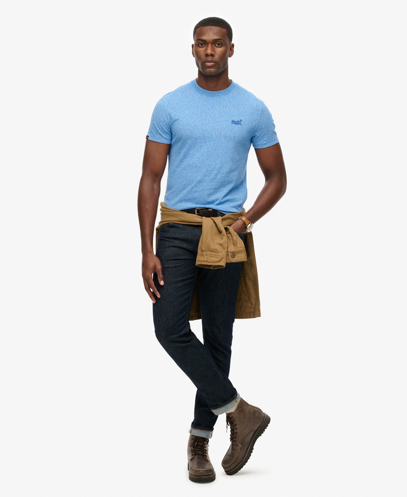 Essential Logo Embroidered Tee | Fresh Blue Grit