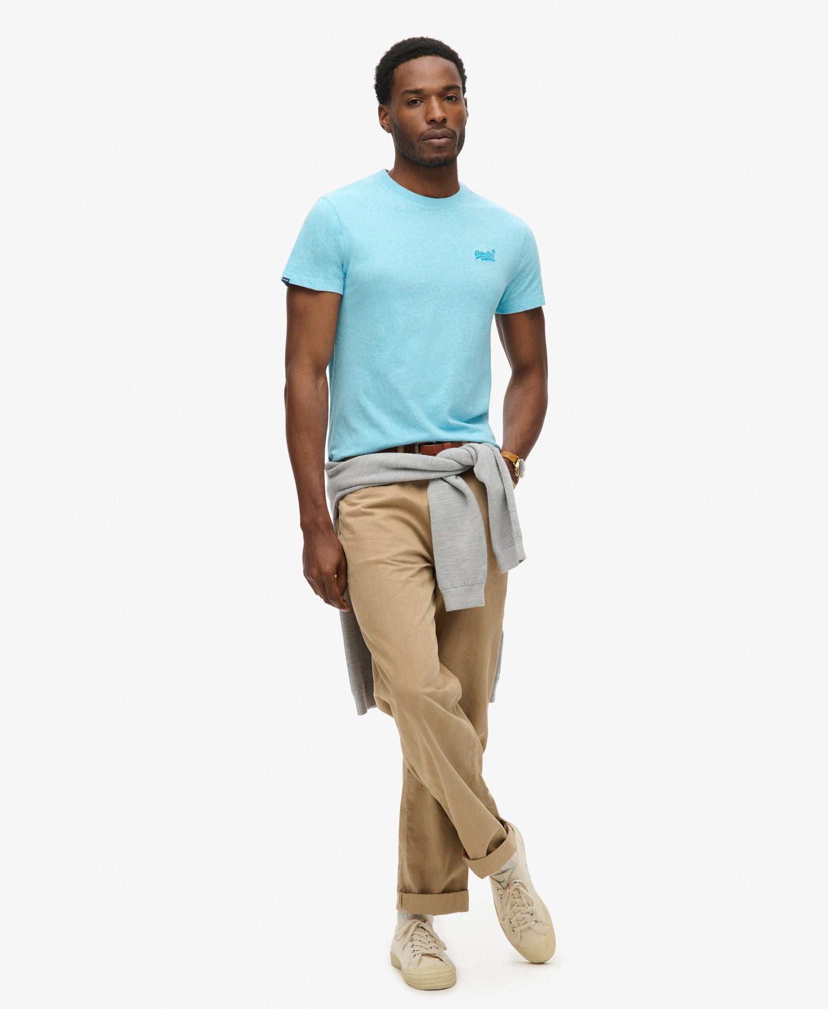 Essential Logo Embroidered Tee | Turquoise Sea Grit