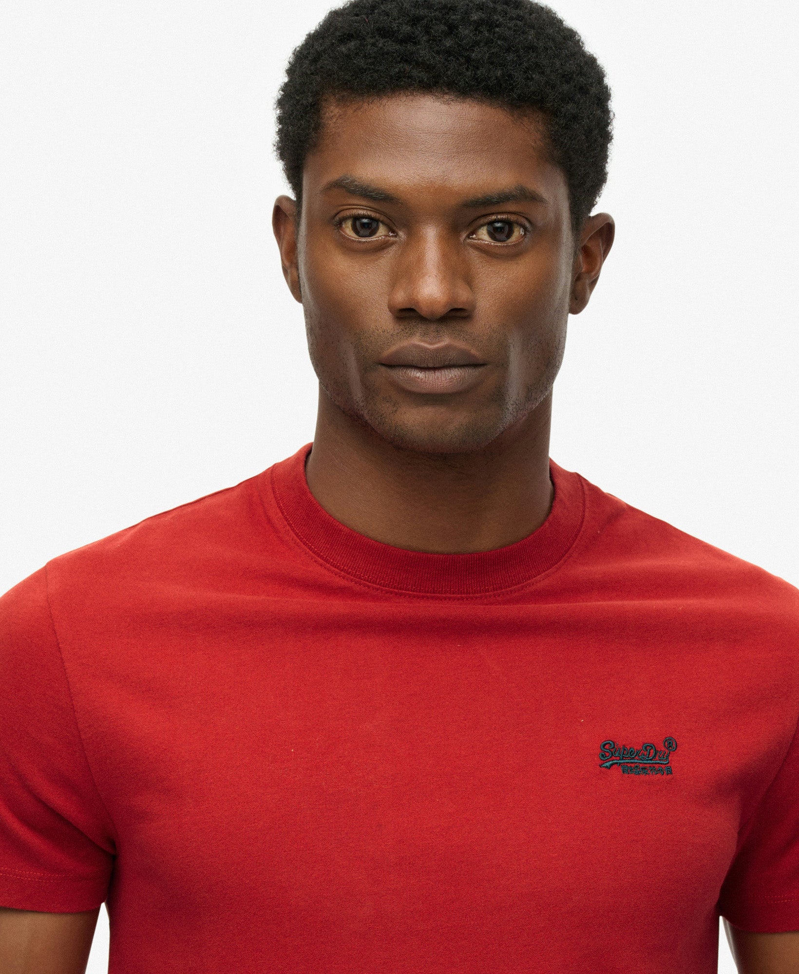 Essential Logo Embroidered Slim Fit Tee | Expedition Red