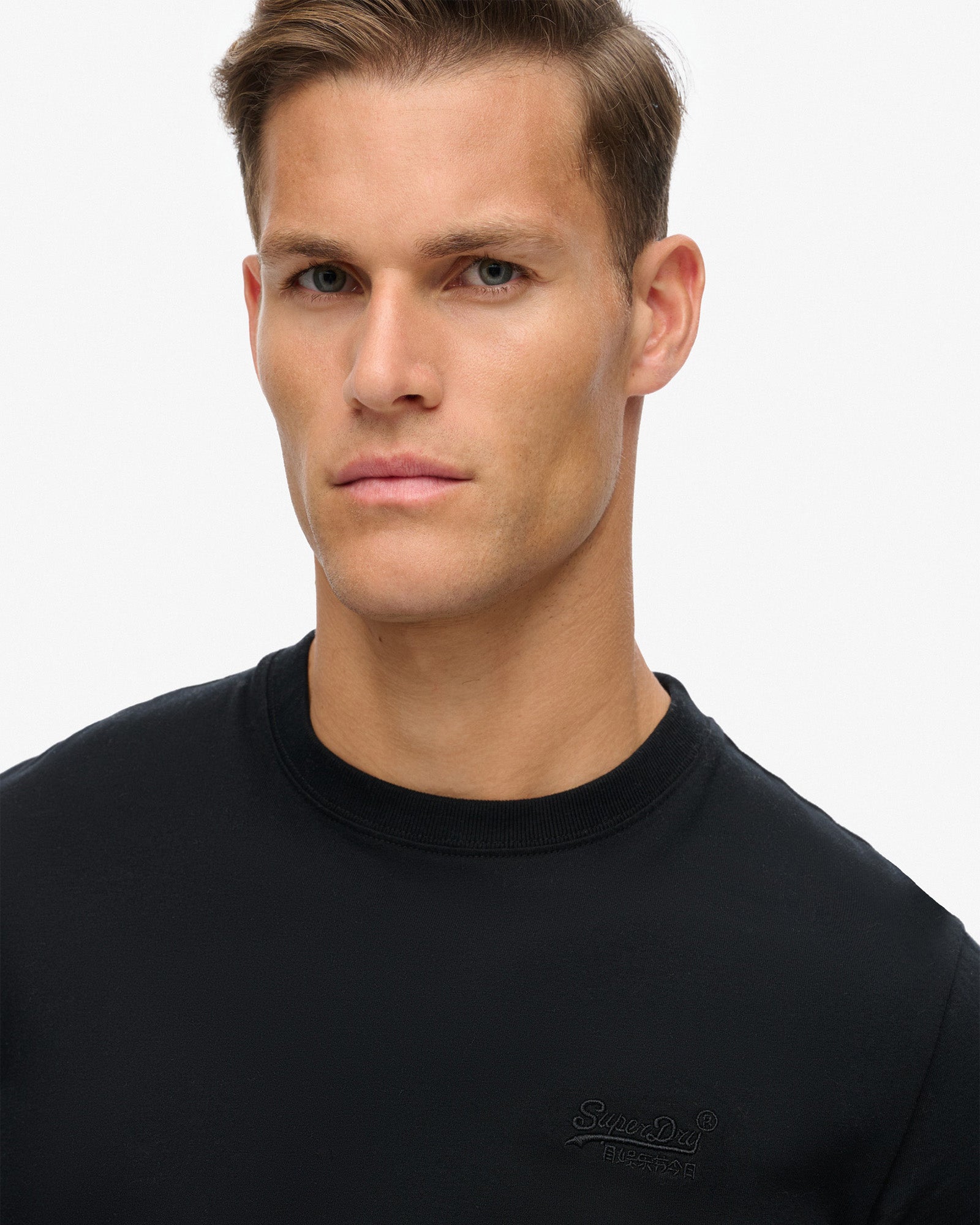 Essential Logo Embroidered Slim Fit Tee | Black